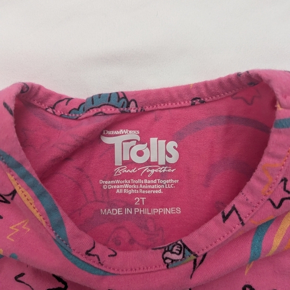 Trolls Pink Rainbow Toddler Casual Dress Shortsleeve - Picture 3 of 5